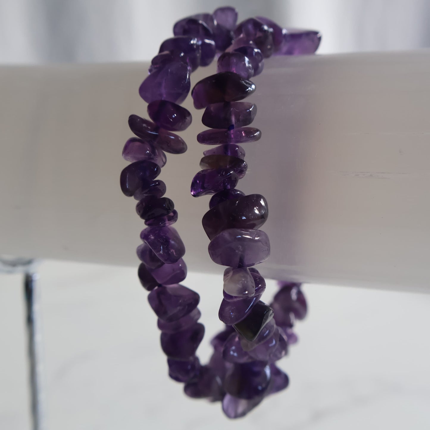 amethyst chip bracelet natural purple quartz chip bead bracelet