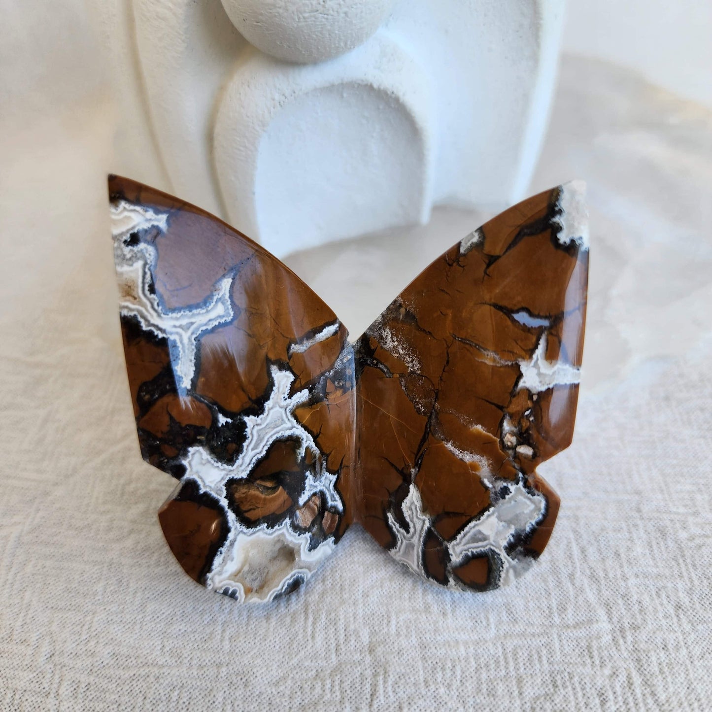butterfly carving brecciated jasper