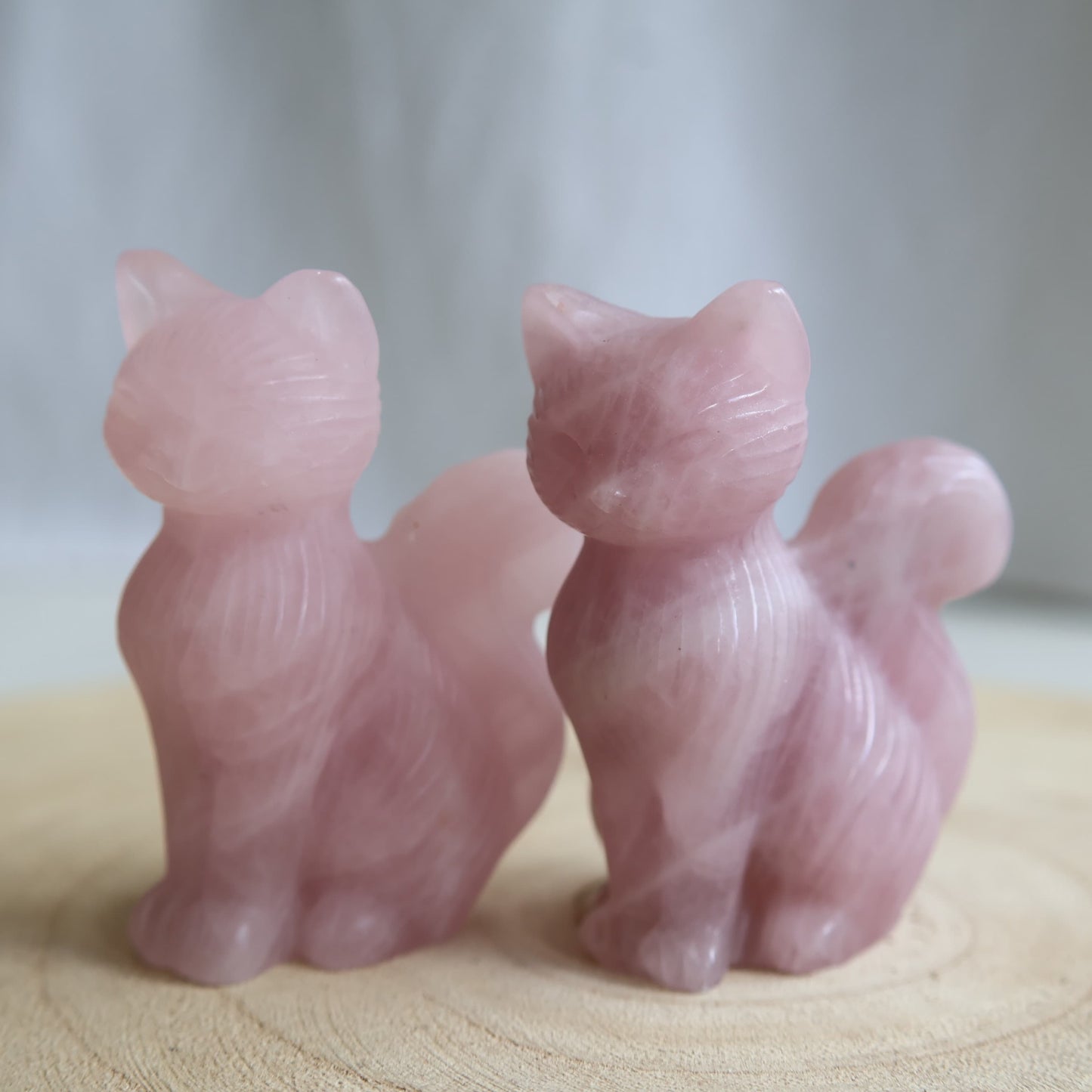 natural crystal cat carvings rose quartz
