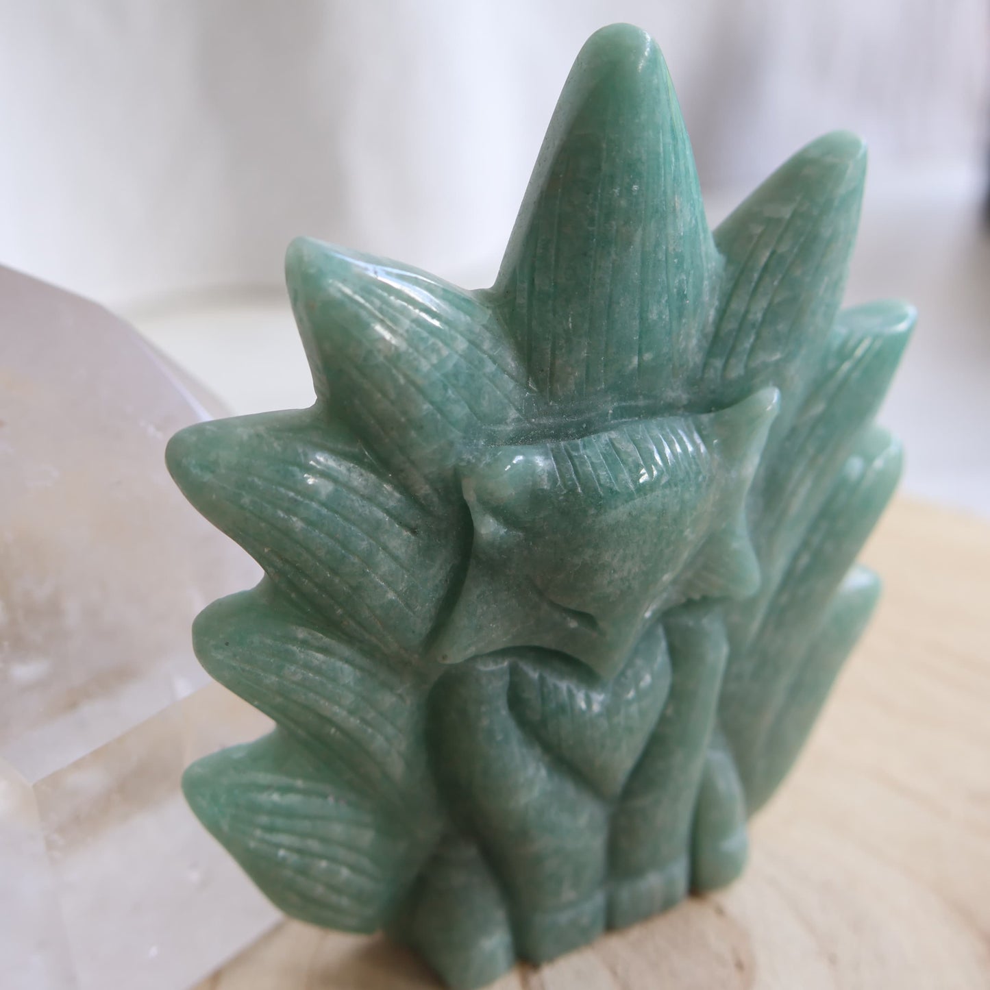 Green Aventurine nine tailed fox crystal carving exact piece 10cm tall 194g natural aventurine carving Stonewild Australia