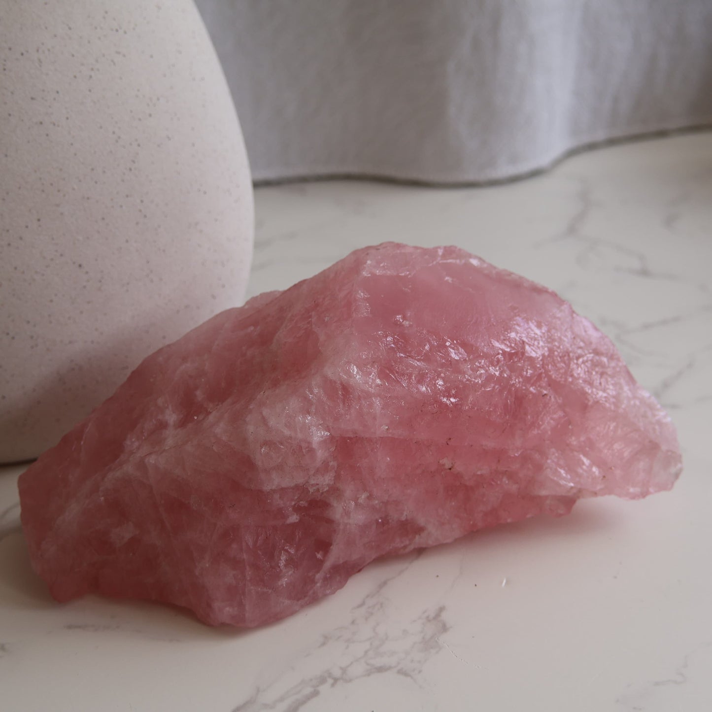 Dark pink Rose Quartz raw chunk natural crystal with rich colour and rough formation