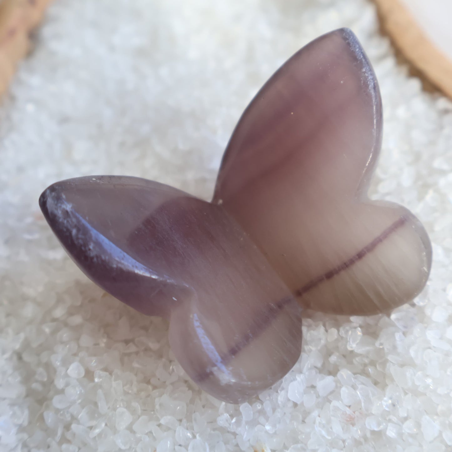 Crystal butterfly carvings available in Rose Quartz, Clear Quartz, Dream Amethyst, Fluorite