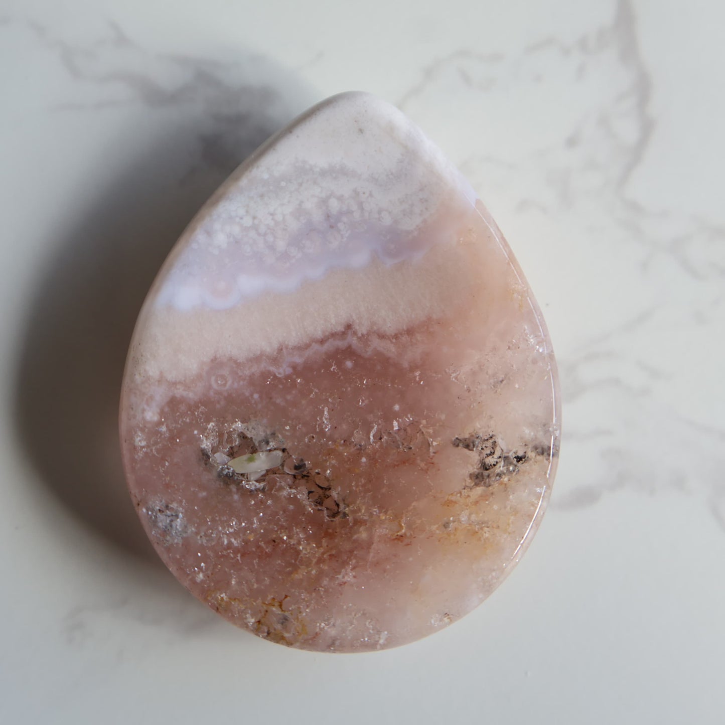 teardrop crystal worry stone flower agate thumb stone stonewild australia