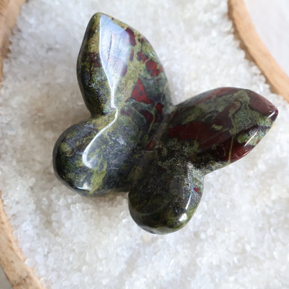 Crystal butterfly carvings available in Sodalite, Fire Quartz, Dream Amethyst, Red Jasper, Dragon Bloodstone, Tiger's Eye, Golden Healer, Fluorite, Yellow Calcite and Crazy Lace Agate.
