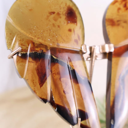 natural amber wings on stand