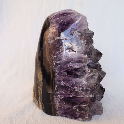 Deep purple amethyst cluster cut base with large crystal points – Stonewild