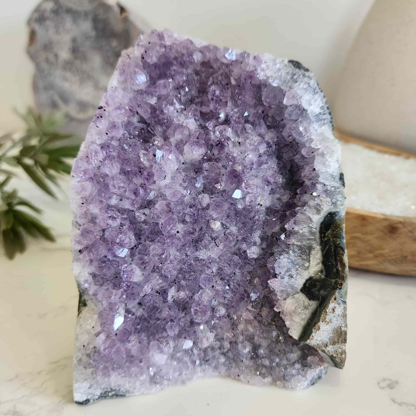 natural amethyst druzy cut base healing crystal