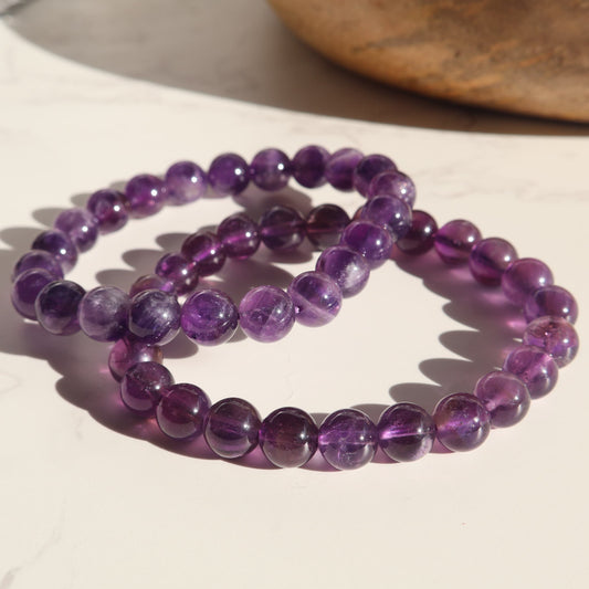 8mm amethyst crystal bracelet high quality purple bead stretch bracelet stonewild australia