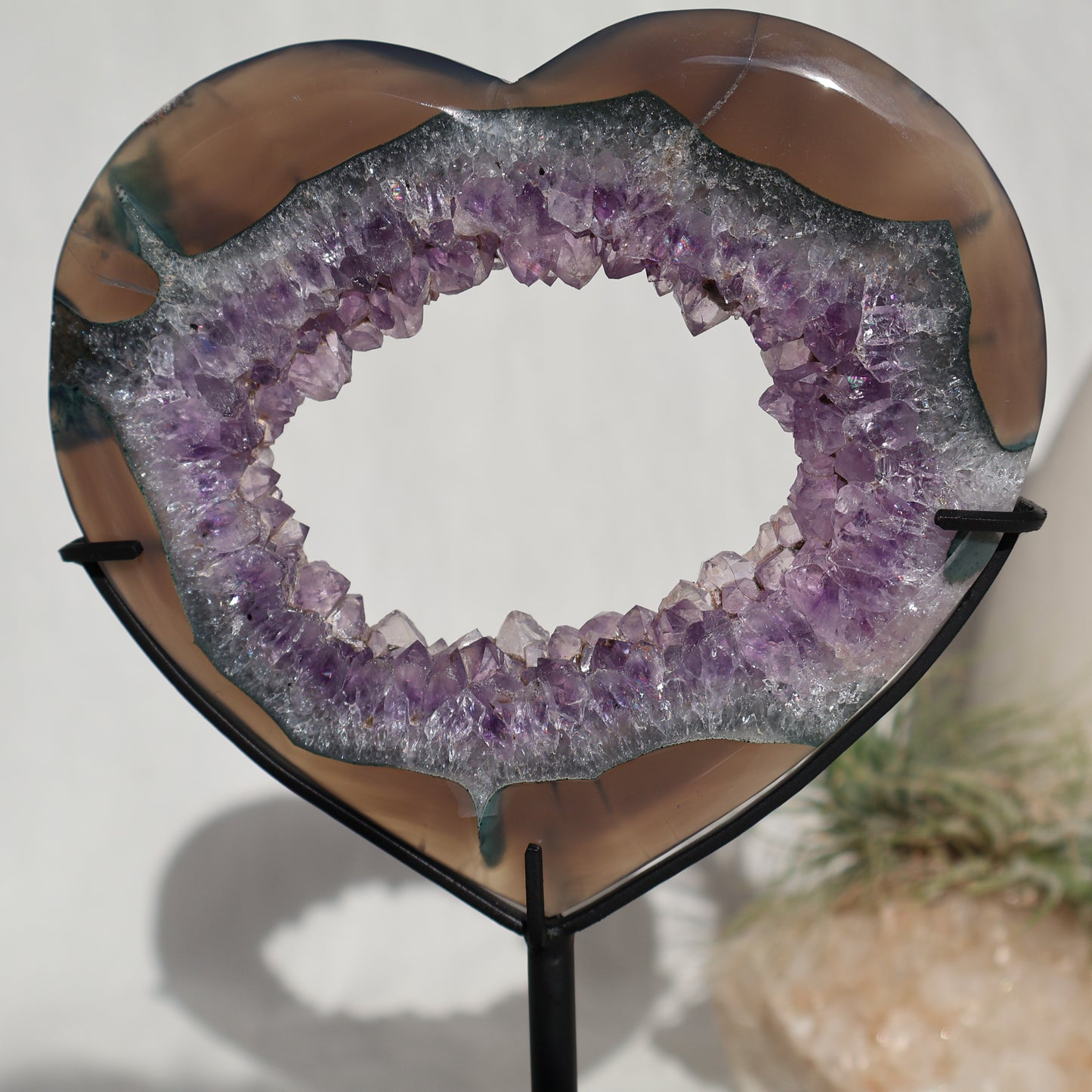 Agate with Amethyst Druzy | Portal Heart on Stand