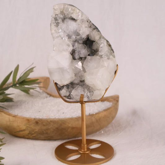 gorgeous apophylite cluster specimen on stand natural crystal