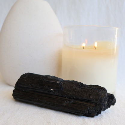 XXL raw Black Tourmaline rough log crystal with natural textured formation