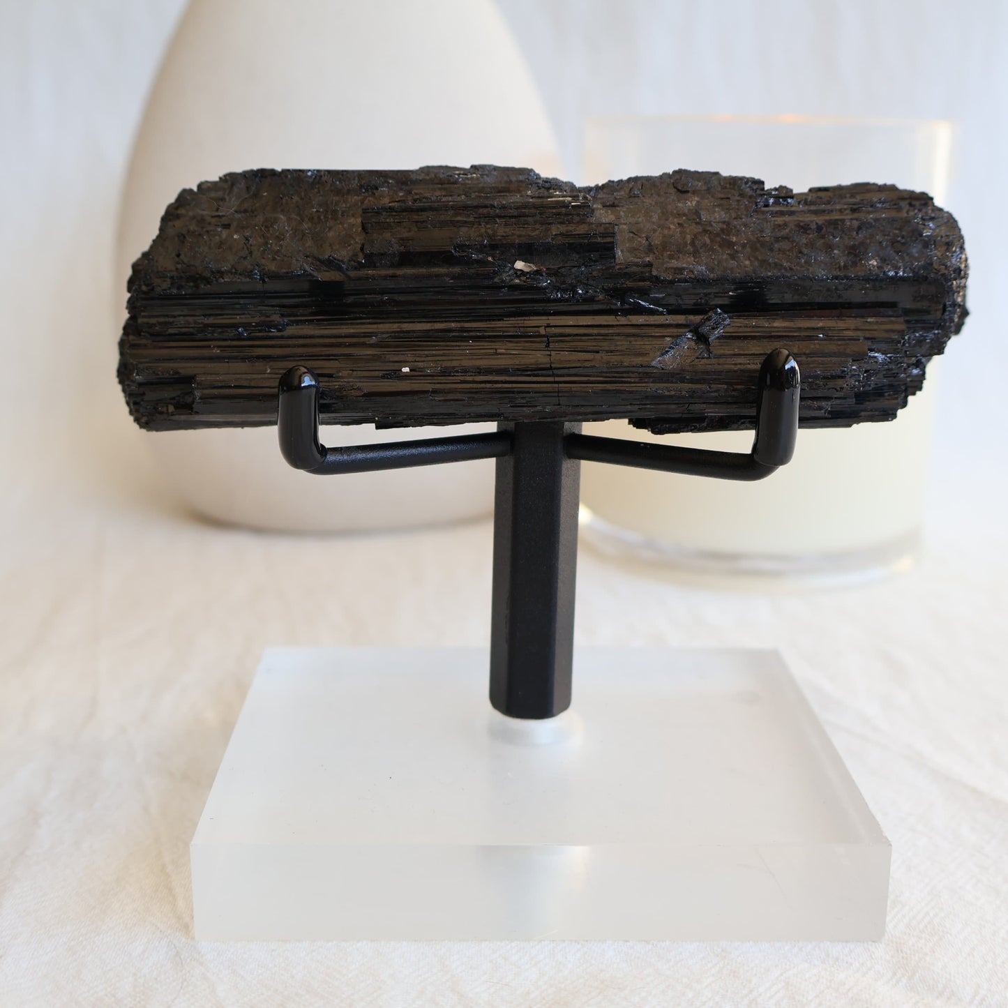 XXL raw Black Tourmaline rough log crystal with natural textured formation