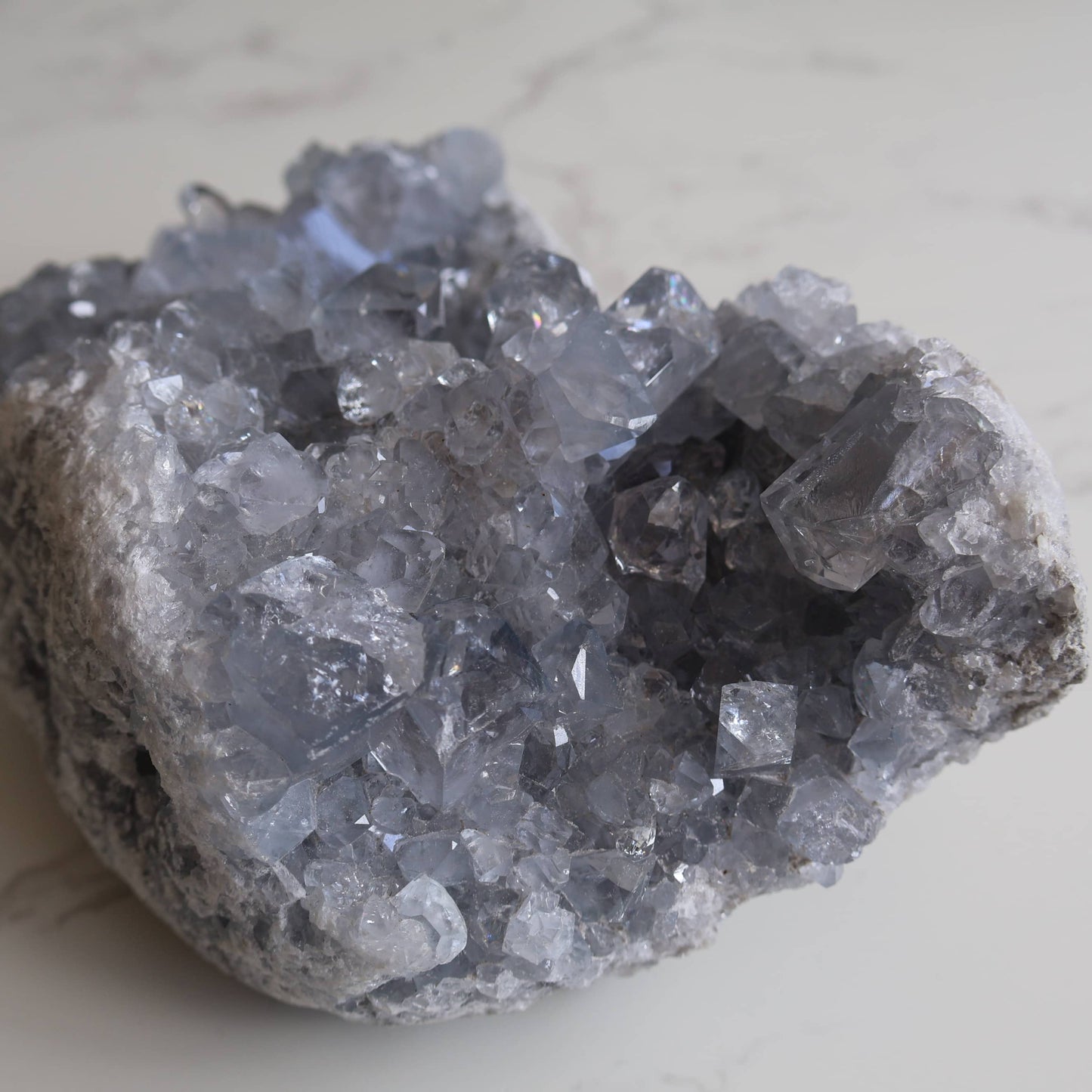 blue celestite cluster natural healing crystal