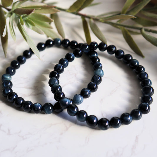 6mm blue tigers eye crystal bracelet blue flash stretch bead bracelet stonewild australia