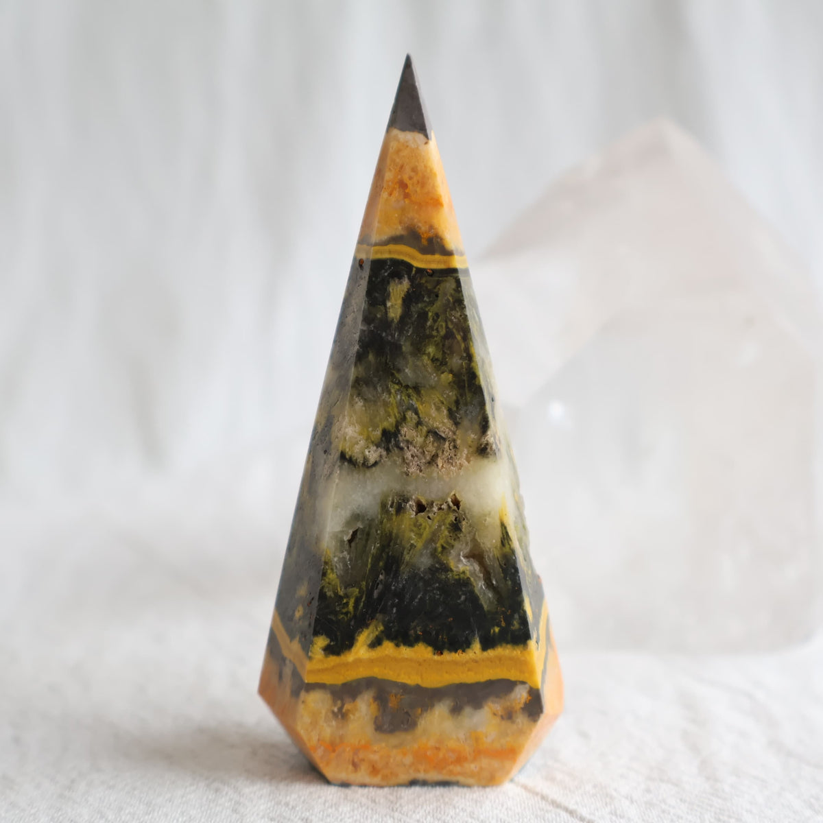 natural bumblebee jasper faceted obelisk
