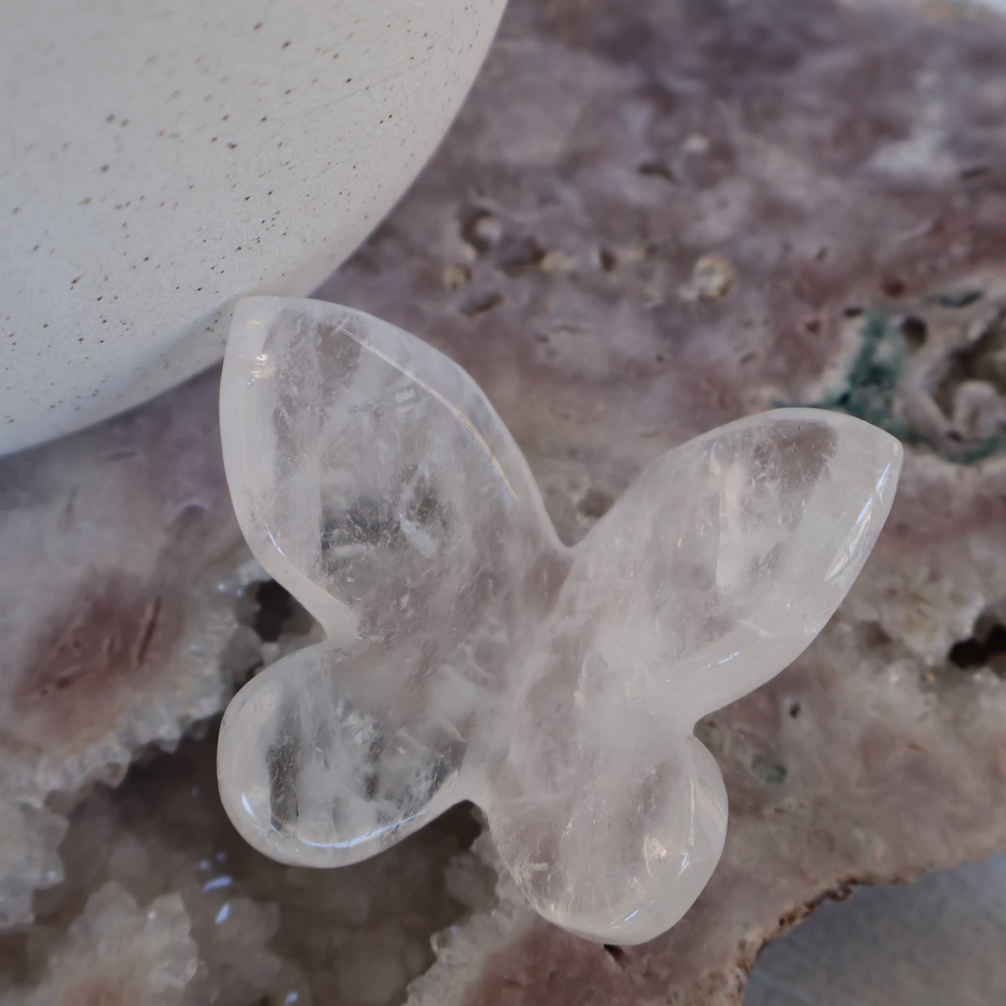clear quartz butterfly carving natural crystal
