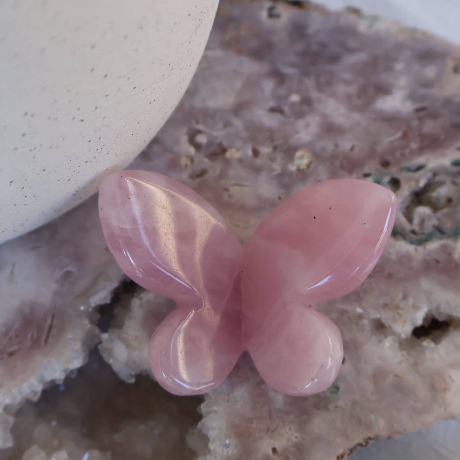 rose quartz butterfly carving natural crystal