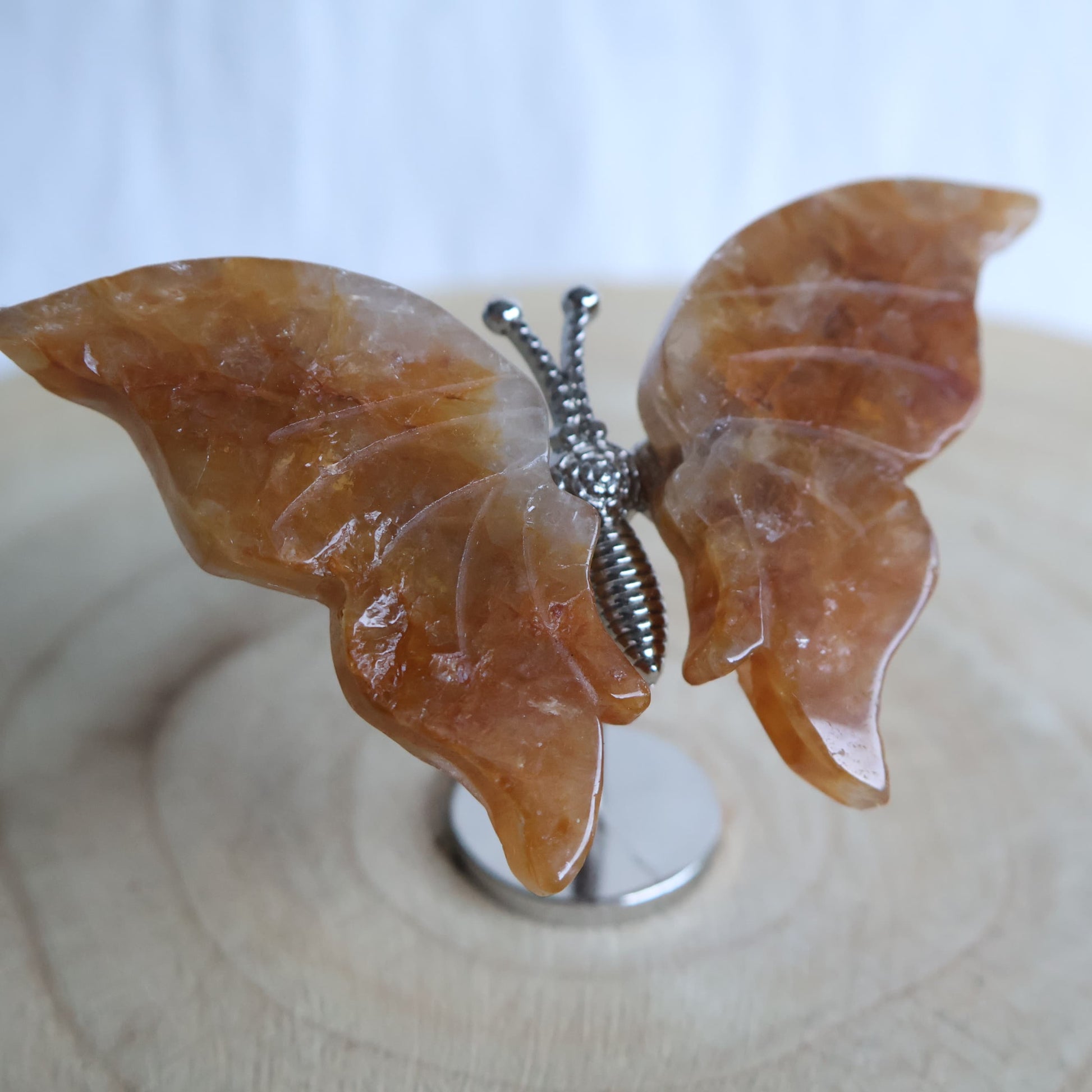 small healing crystal cute butterfly wings on stand