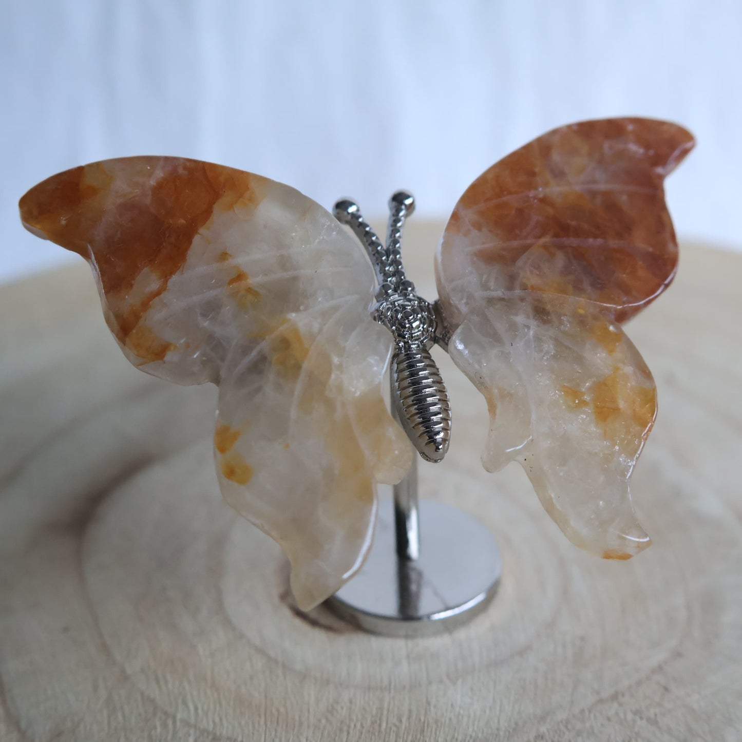 small healing crystal cute butterfly wings on stand
