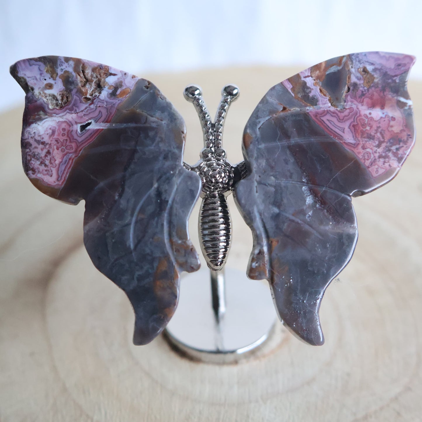 small healing crystal cute butterfly wings on stand