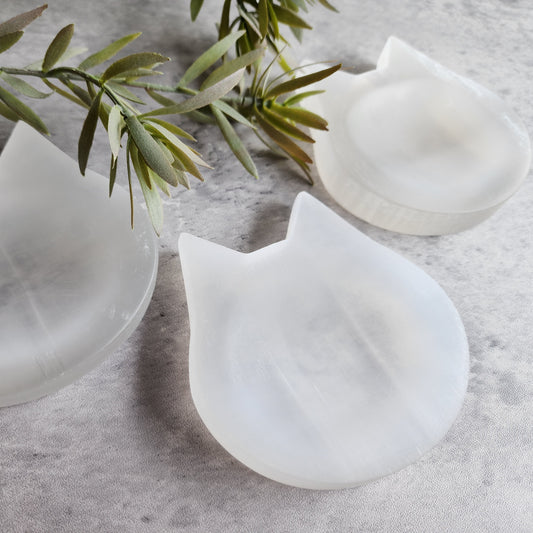 Satin Spar | Cat Shaped Bowl