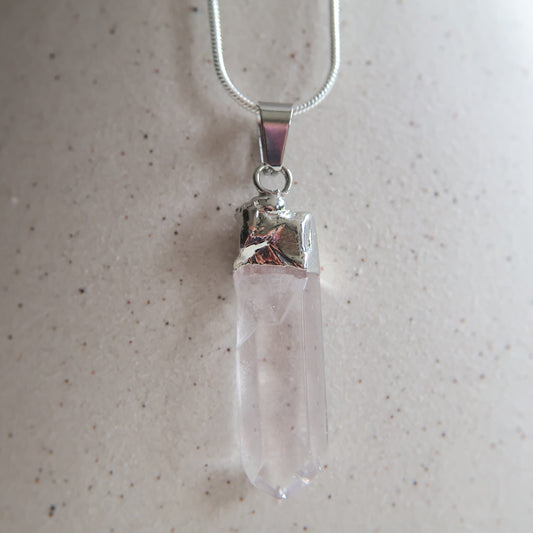 Clear quartz crystal pendant, exact piece shown