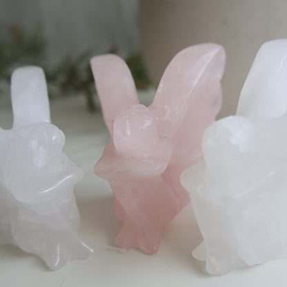 large crystal fairy carving clear quartz or rose quartz 5cm tall pink or clear crystal figurine
