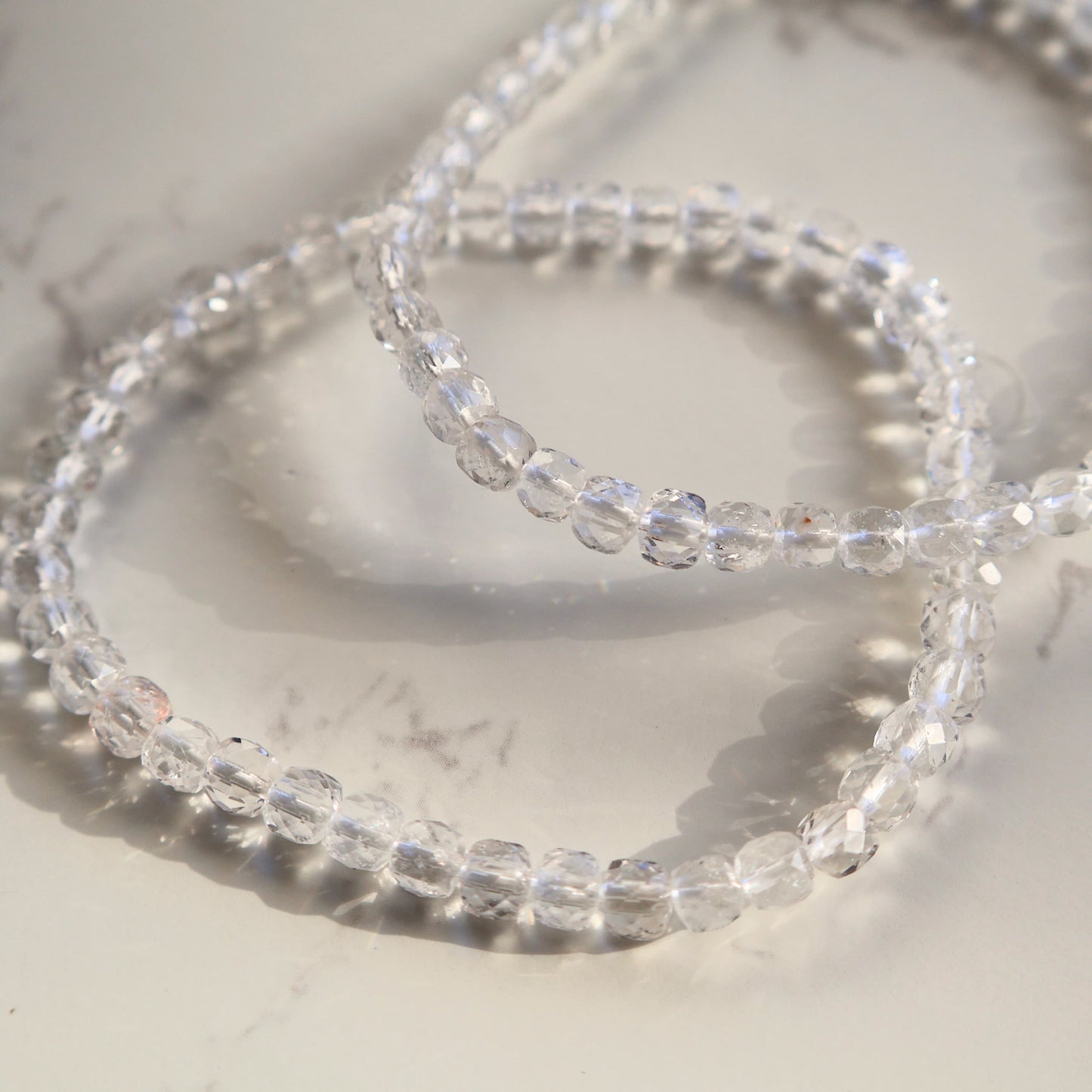 Clear quartz faceted 4mm bracelet sparkling minimalist crystal jewellery