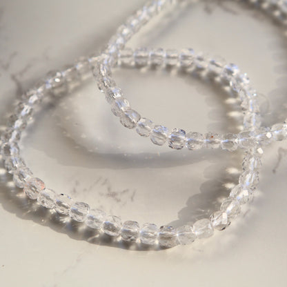 Clear quartz faceted 4mm bracelet sparkling minimalist crystal jewellery