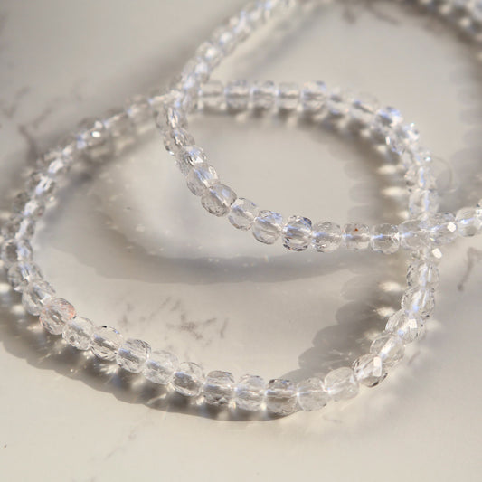 Clear quartz faceted 4mm bracelet sparkling minimalist crystal jewellery