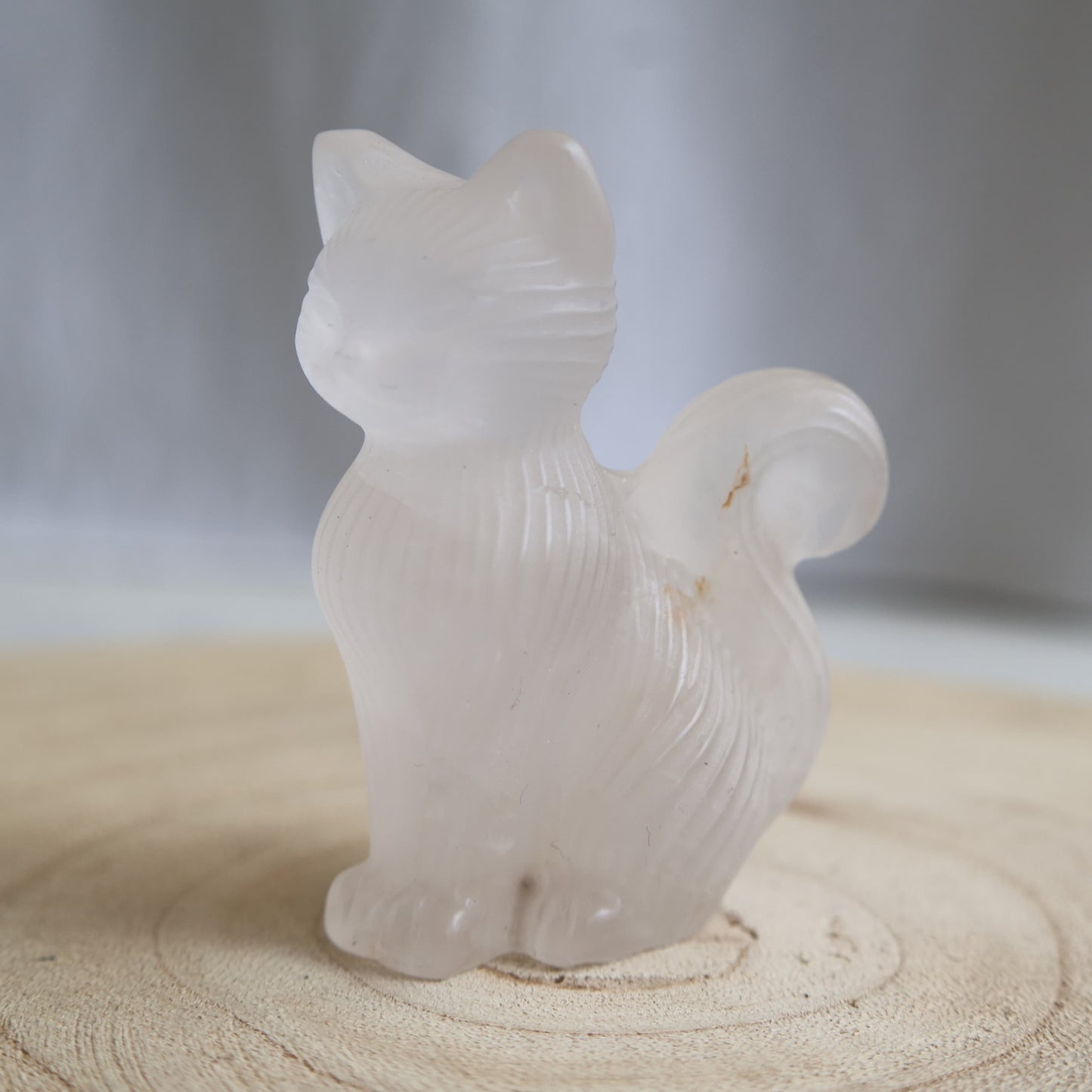 natural crystal cat carvings clear quartz