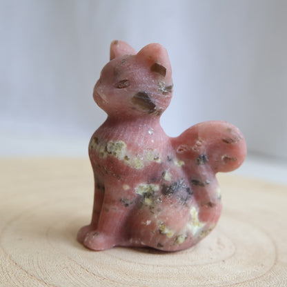 natural crystal cat carvings red aventurine and serpentine