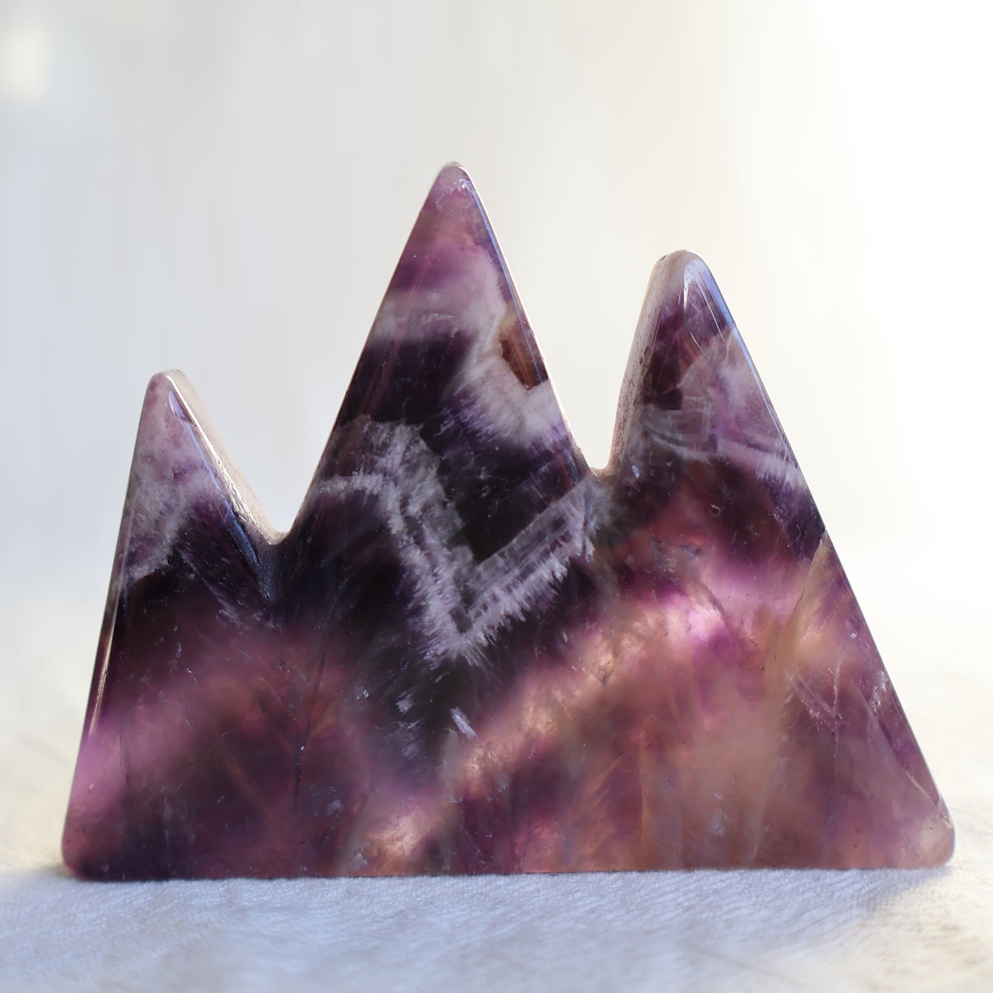 Crystal mountain carving available in Dream Amethyst, African Bloodstone and Fluorite