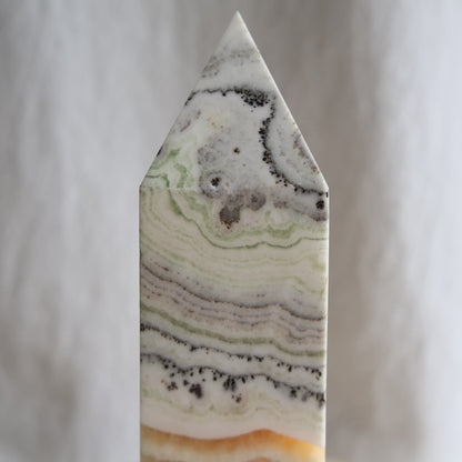 dendritic orange calcite tower 17cm 516g exact piece crystal tower stonewild australia