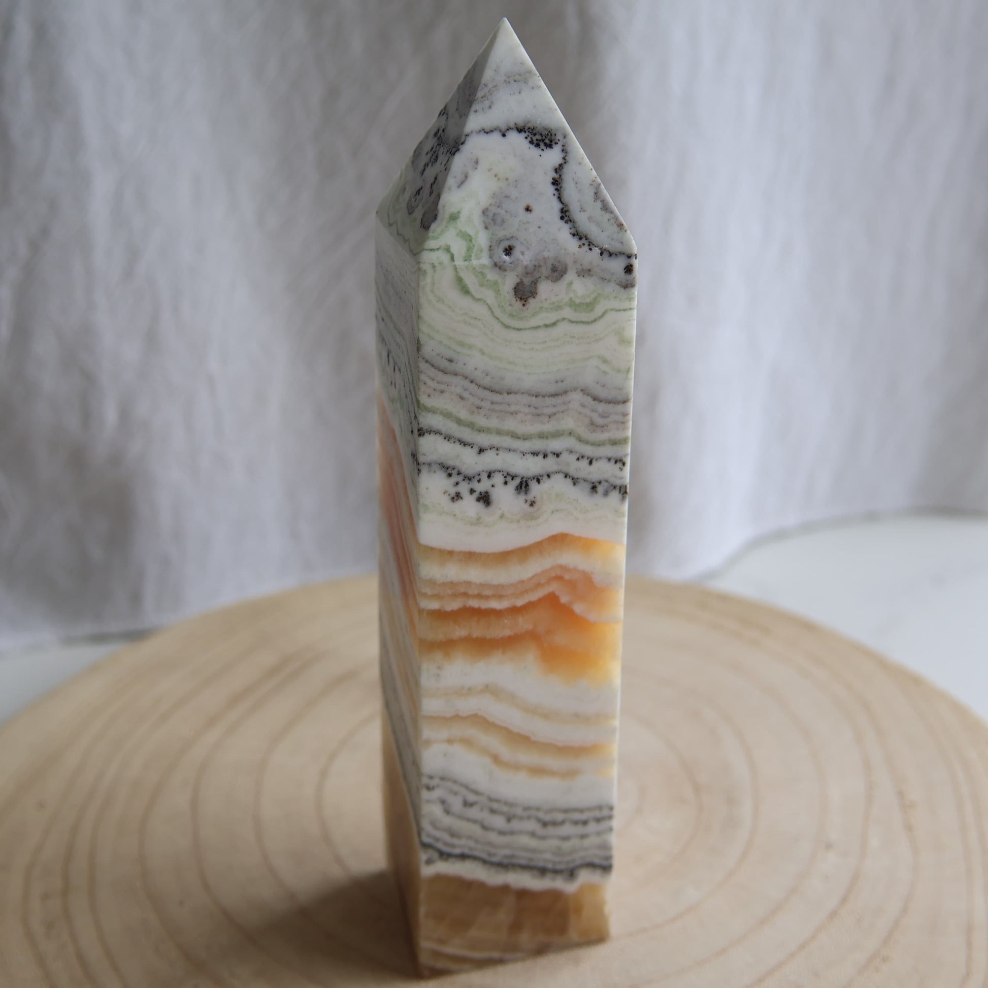dendritic orange calcite tower 17cm 516g exact piece crystal tower stonewild australia