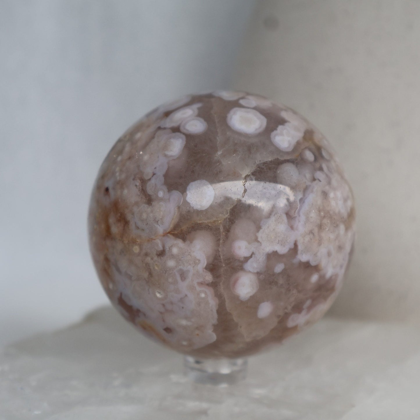 beautiful flower agate sphere with druzy pockets natural crystal