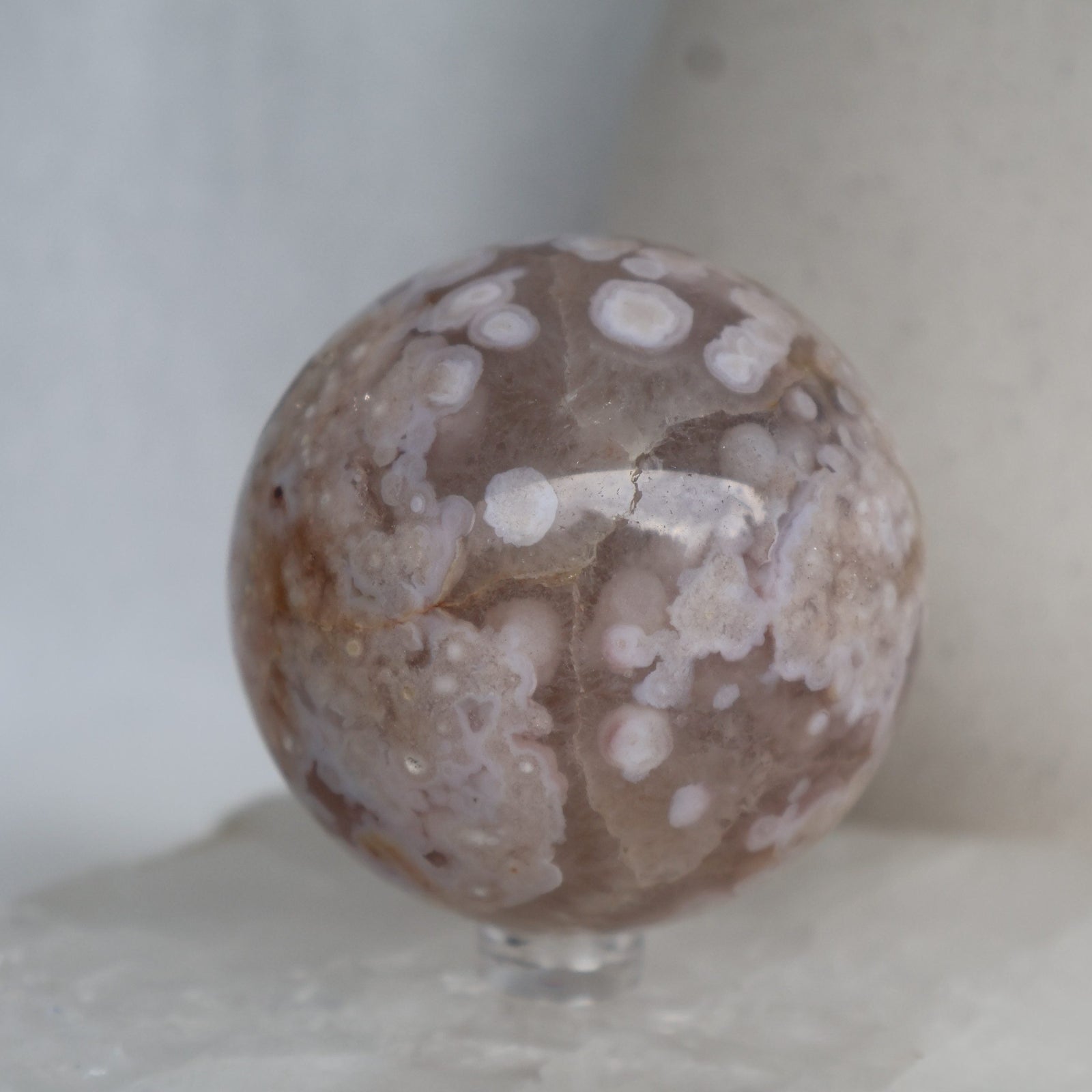 beautiful flower agate sphere with druzy pockets natural crystal