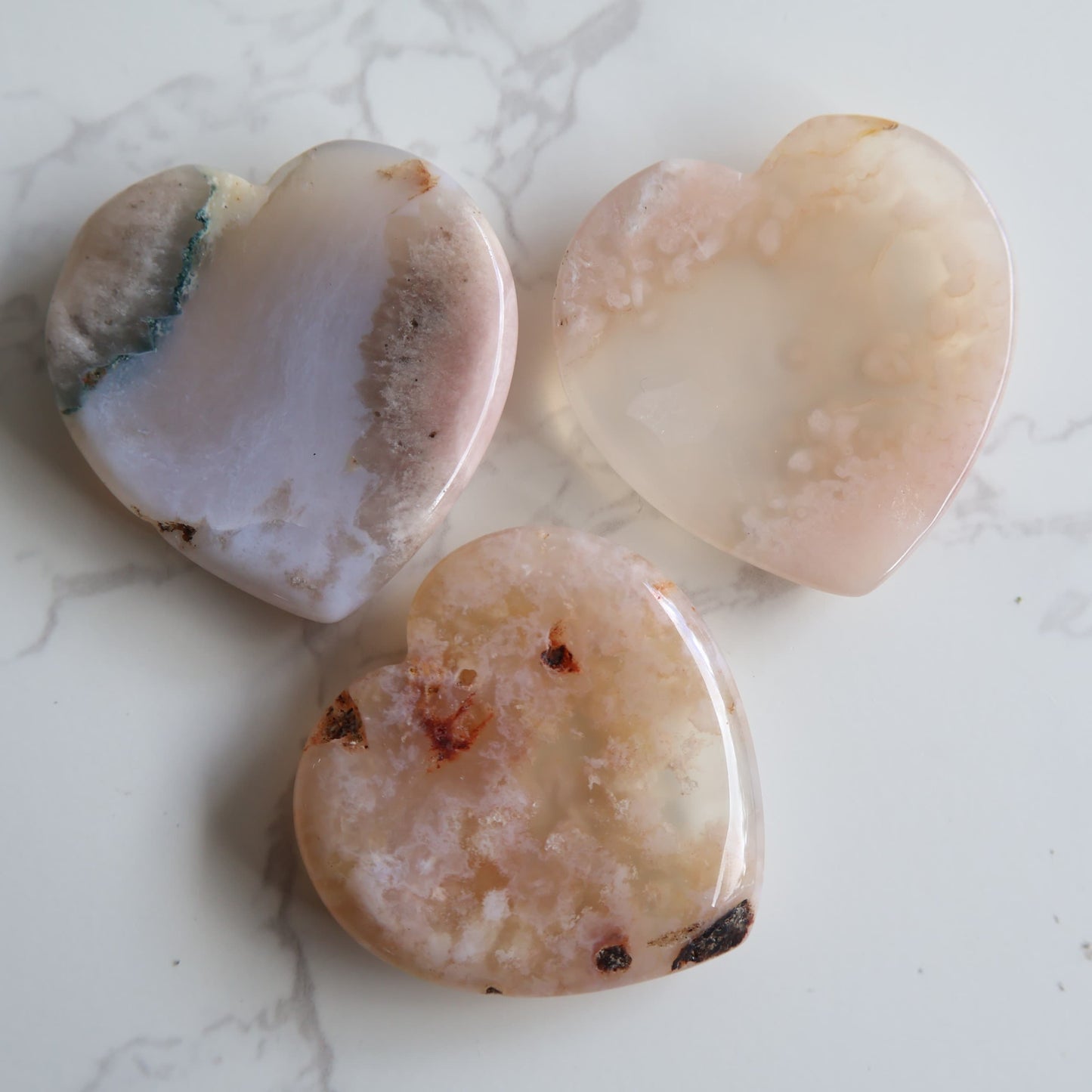 heart shaped crystal worry stone flower agate stonewild australia
