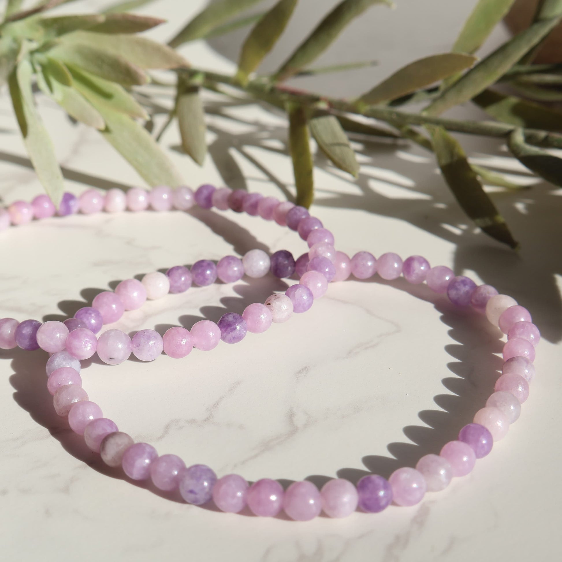 4mm lepidolite crystal bracelet lilac bead stretch bracelet stonewild australia