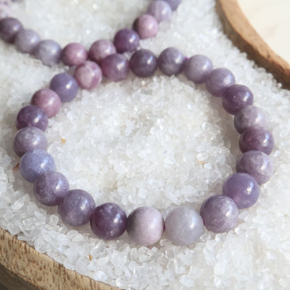 4mm lepidolite crystal bracelet lilac bead stretch bracelet stonewild australia