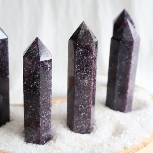 natural crystal lepidolite generator tower