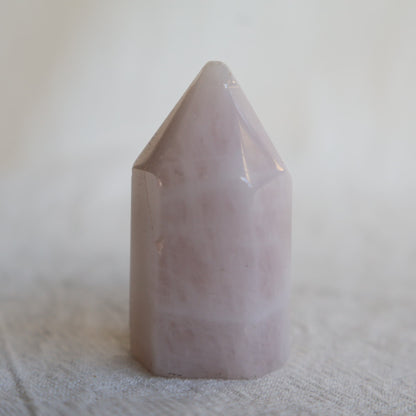 Collection of mini crystal generators available in Phoenix Stone, Rose Quartz, Pyrite, Moss Agate, and Sodalite with polished pointed tops and natural colour variations.