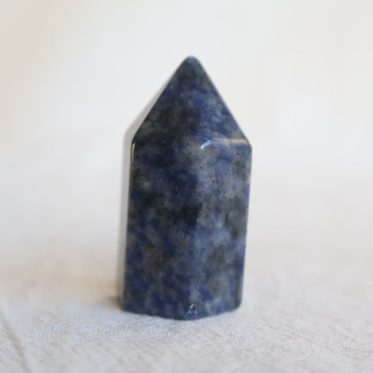 Collection of mini crystal generators available in Phoenix Stone, Rose Quartz, Pyrite, Moss Agate, and Sodalite with polished pointed tops and natural colour variations.