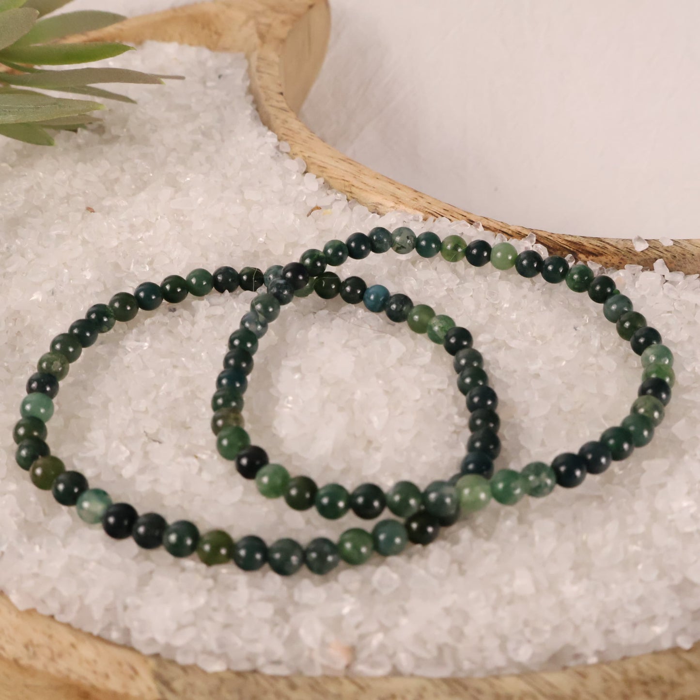 Moss Agate Bracelet Healing Natural Crystal 