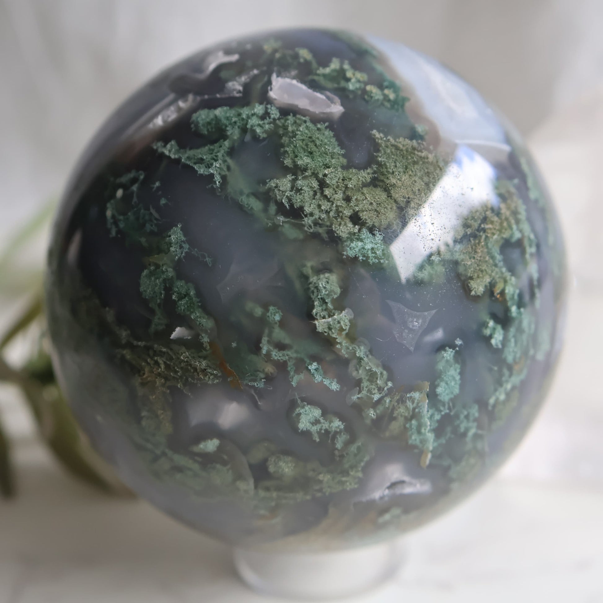 moss agate sphere druzy quartz cluster 8.5cm 848g exact piece stonewild australia
