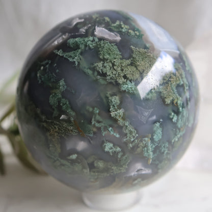 moss agate sphere druzy quartz cluster 8.5cm 848g exact piece stonewild australia