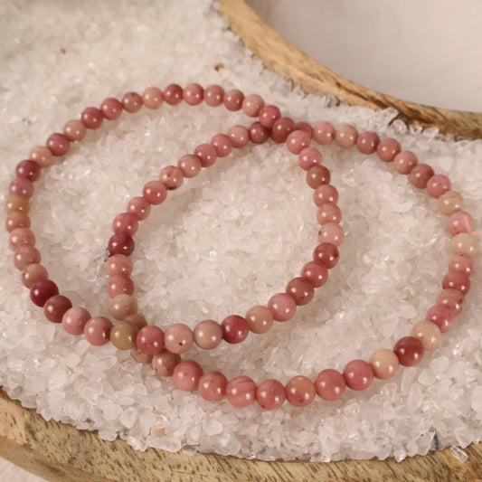 peruvian rhodonite soft pink natural crystal healing bracelet