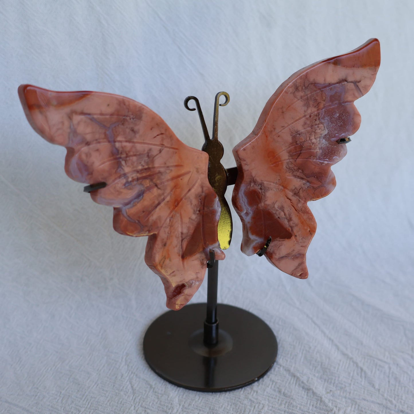 Pink Agate | Butterfly Wings on Stand