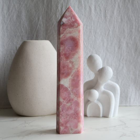 pink opal tower for calm and emotional healing
