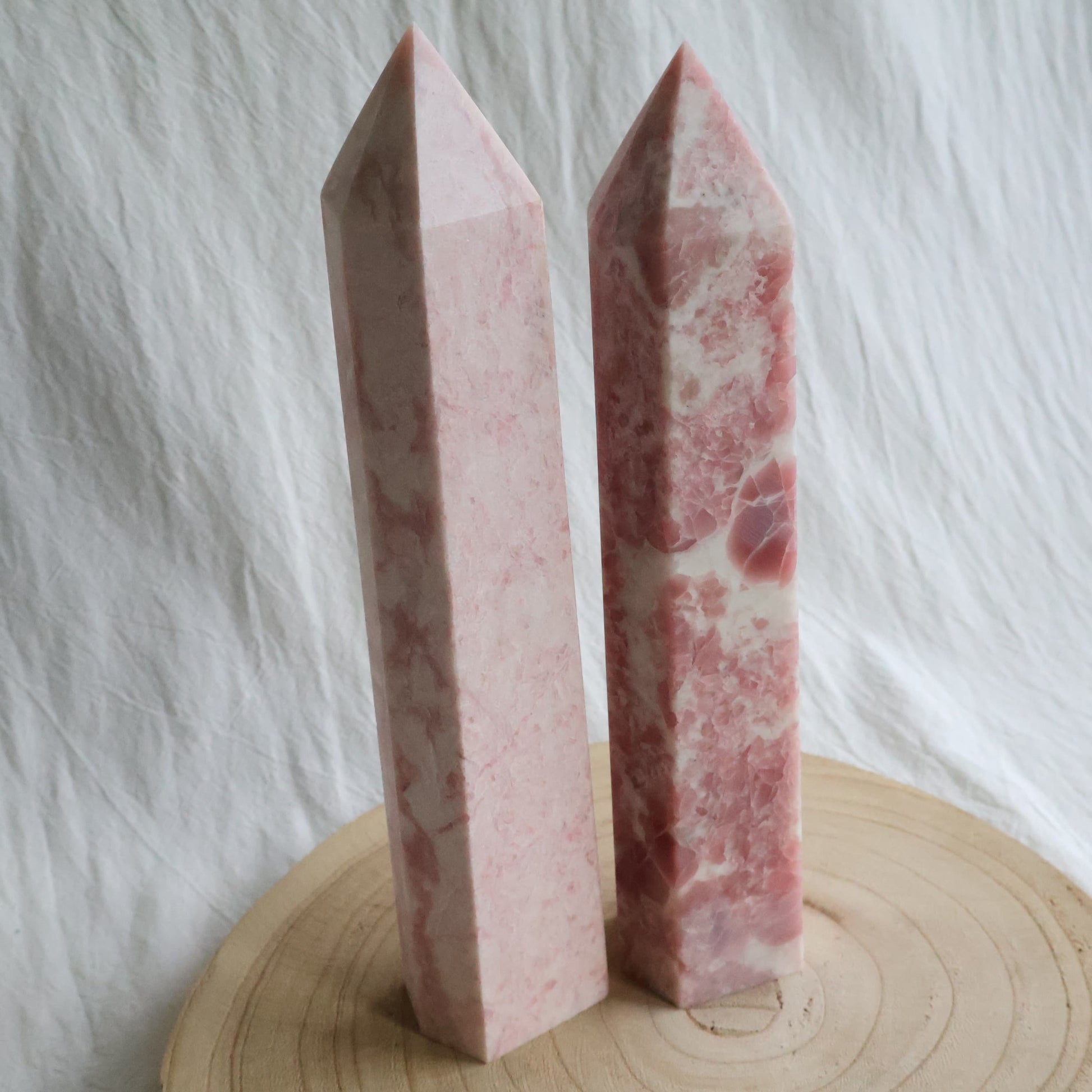 XL natural pink opal towers